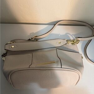 Steve Madden Light Taupe Crossbody Bag with Gold Hardware